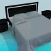 3 डी मॉडल बेडसाइड टेबल के साथ बिस्तर - पूर्वावलोकन