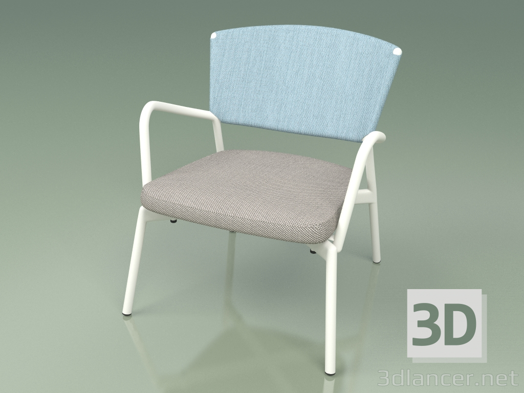 3d model Armchair with soft seat 027 (Metal Milk, Batyline Sky) - preview