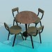 3 डी मॉडल कैफे के लिए कुर्सियों के साथ तालिका - पूर्वावलोकन