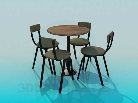 3d model Table with chairs for Cafe - preview 3d model Table with chairs for Cafe - preview