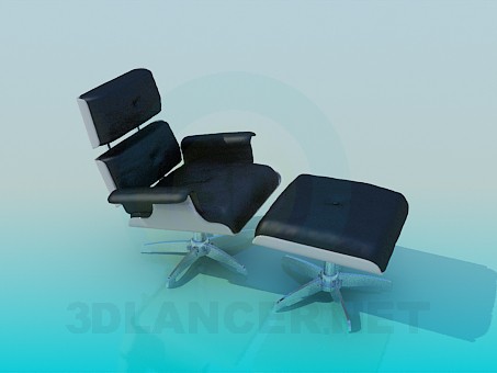 modelo 3D Conjunto de silla y otomano - escuchar modelo 3D Conjunto de silla y otomano - escuchar