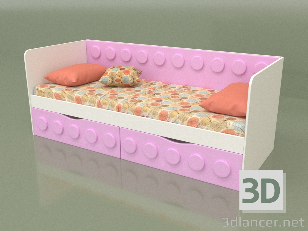3d model Sofá cama para adolescentes de 2 cajones (Iris) - vista previa