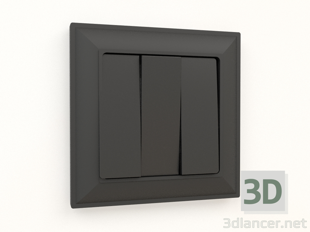 Modelo 3d Interruptor de três vias (preto fosco) - preview