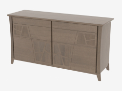 2-door cupboard with 2 drawers on CR2MOLC curved legs
