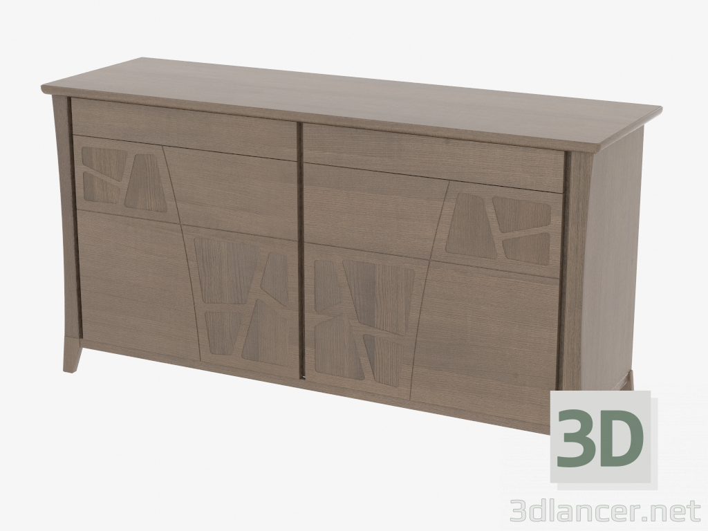 modèle 3D Buffet 2 portes 2 tiroirs sur pieds galbés CR2MOLC - preview