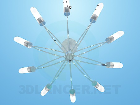 3d model Chandelier with ceiling paintings in the form of tubes - preview 3d model Chandelier with ceiling paintings in the form of tubes - preview