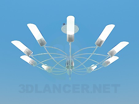 3d model Chandelier with ceiling paintings in the form of tubes - preview 3d model Chandelier with ceiling paintings in the form of tubes - preview
