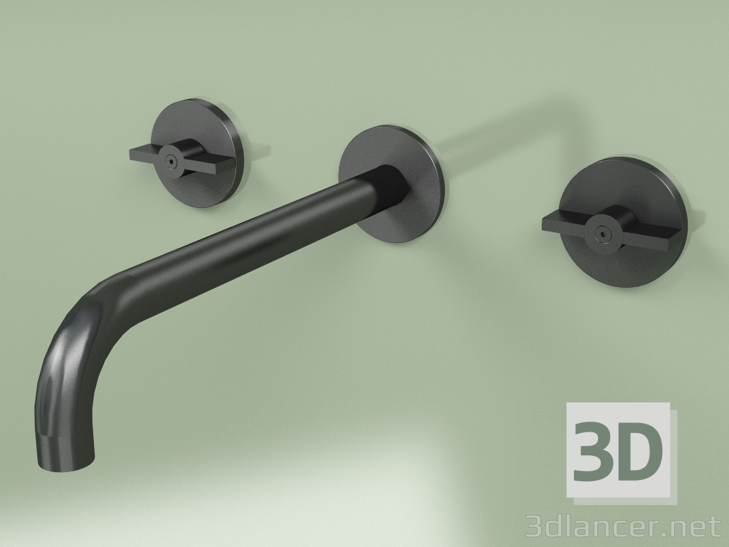 3d model Wall set of 2 separate mixers with spout (19 11 V, ON) - preview