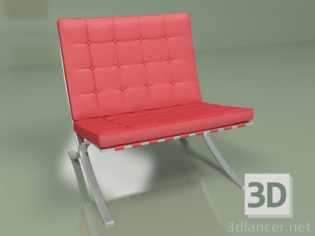 modello 3D Poltrona Barcelona 2 (rossa) - anteprima