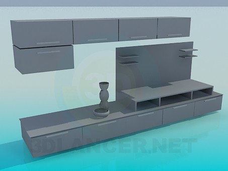 3d модель Стенка в гостинную – превью 3d модель Стенка в гостинную – превью