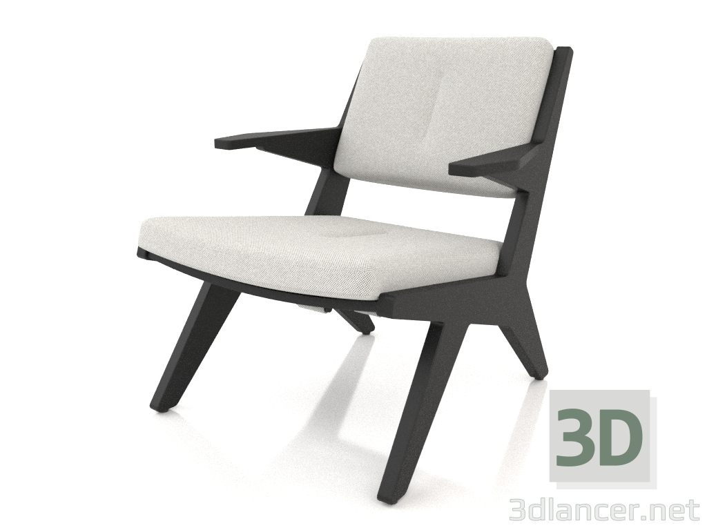 3D Modell Loungesessel mit Holzgestell (schwarze Eiche) - Vorschau