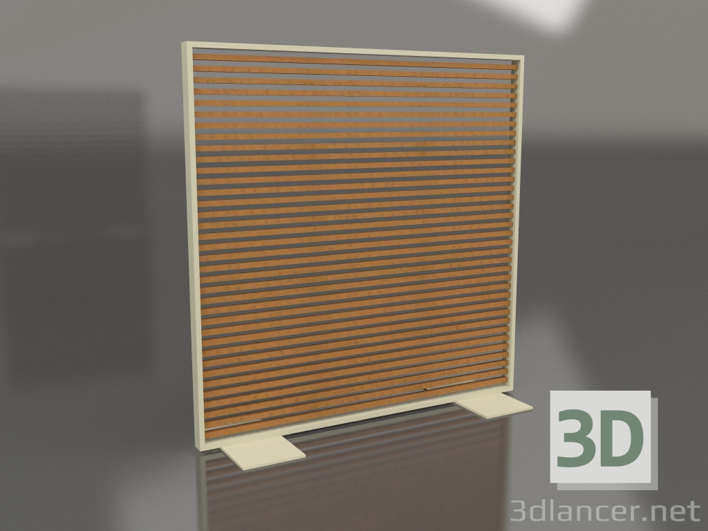 modello 3D Parete divisoria in legno artificiale e alluminio 150x150 (Roble golden, Gold) - anteprima