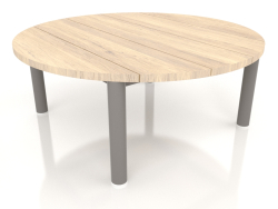 Coffee table D 90 (Quartz gray, Iroko wood)