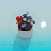 3D Modell Blumentopf mit Blumen - Vorschau