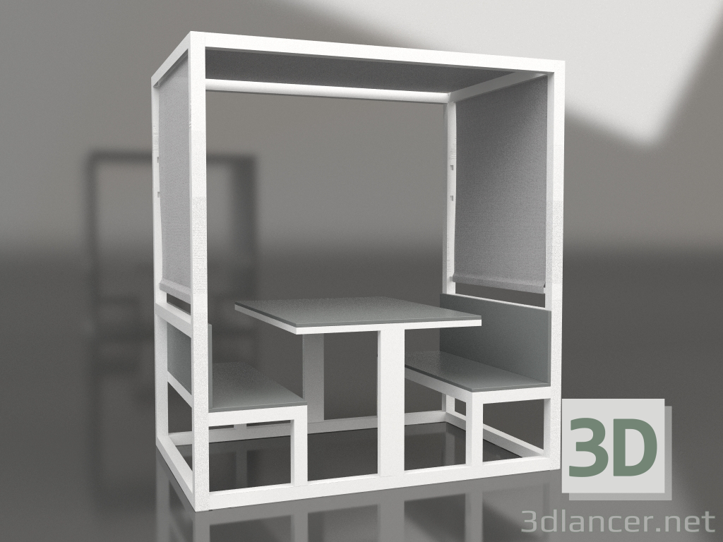 modèle 3D Cabine à manger (Blanc) - preview