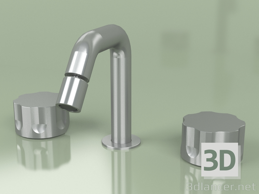 3d model Three-hole mixer with adjustable spout 133 mm high (17 37 V, AS) - preview