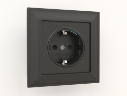 Socket with grounding, shutters and lighting (black matte)