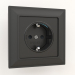 3d model Socket with grounding, shutters and lighting (black matte) - preview