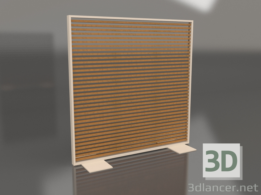 modello 3D Parete divisoria in legno artificiale e alluminio 150x150 (Roble Golden, Sand) - anteprima