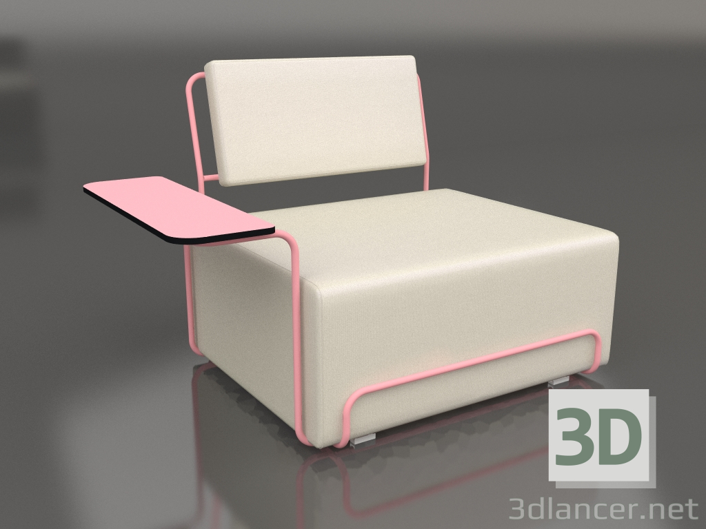 3D modeli Sol kolçaklı şezlong (Pembe) - önizleme