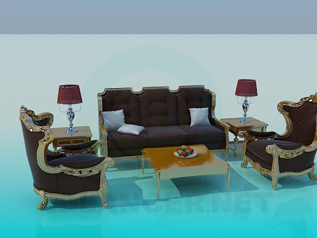 3d model A set of furniture in the living room - preview 3d model A set of furniture in the living room - preview