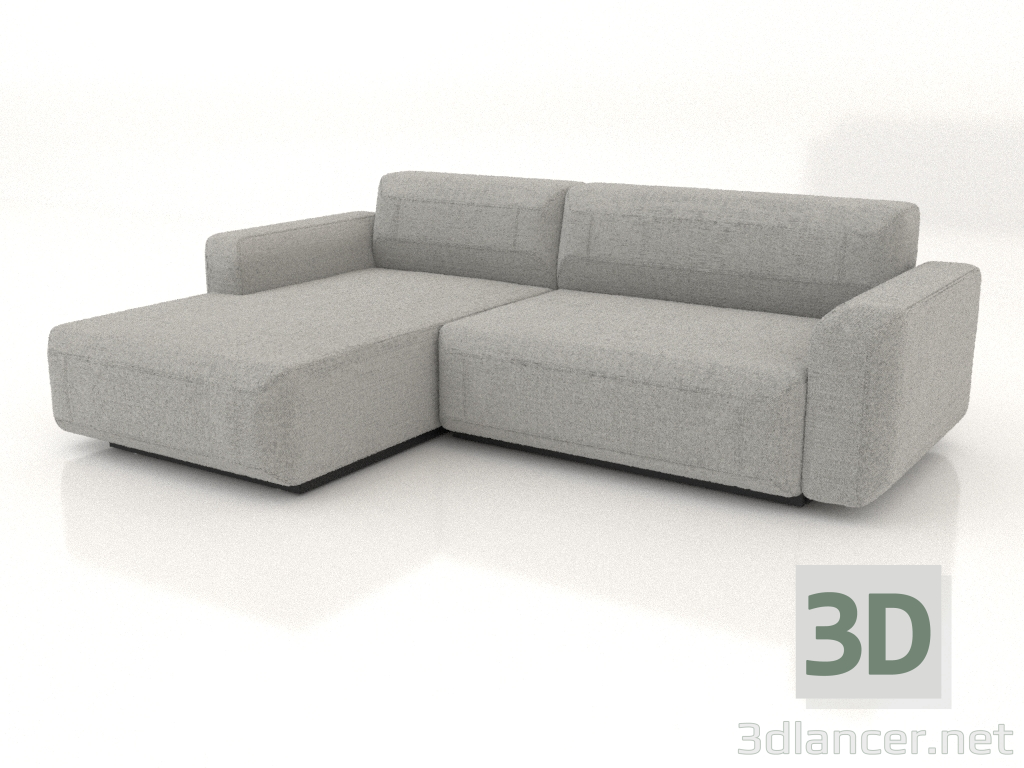 modèle 3D Canapé-lit 2 personnes allongé à gauche - preview