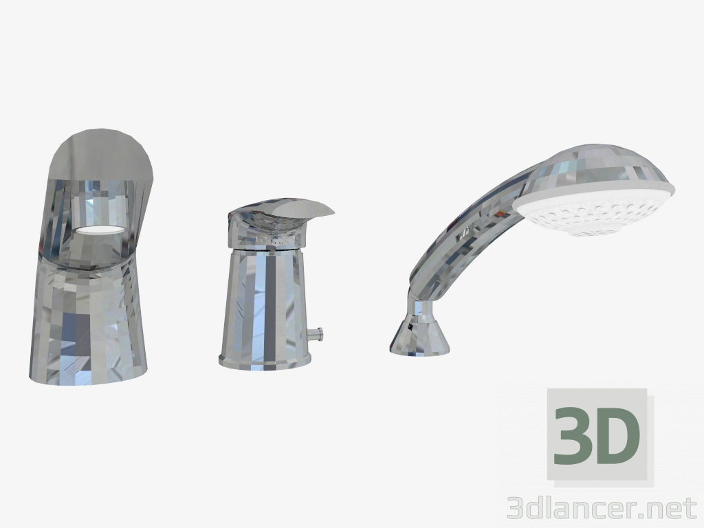 modello 3D Miscelatore vasca con tre fori Jaguar Line (BDX 013M) - anteprima