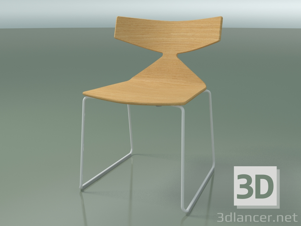 3D Modell Stapelbarer Stuhl 3702 (auf Kufen, natürliche Eiche, V12) - Vorschau