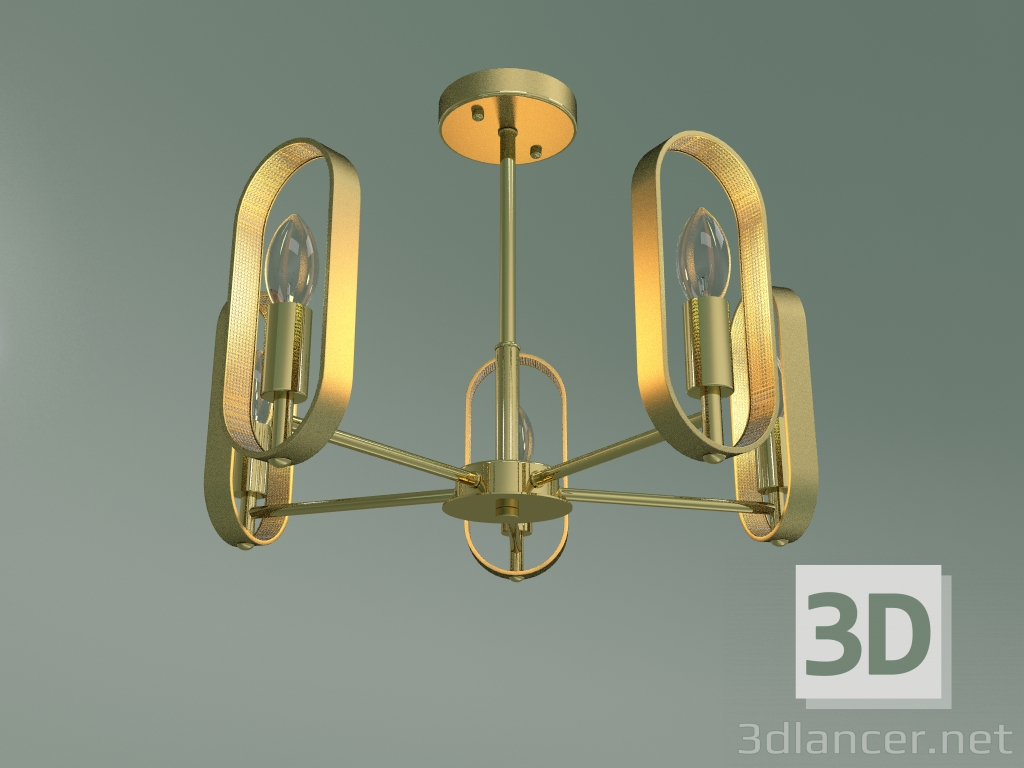 modello 3D Lampadario a soffitto 60077-5 (oro) - anteprima