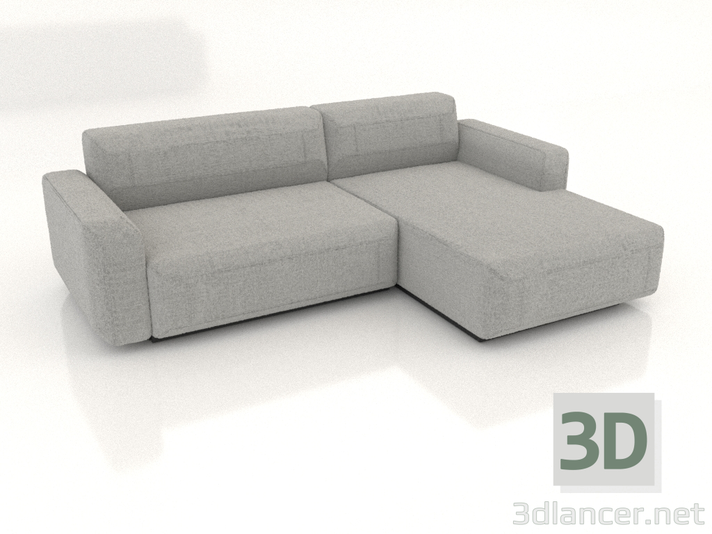 3d model Sofa-bed for 2 people extended right - preview
