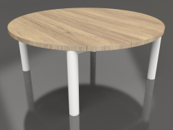 Coffee table D 90 (White, Iroko wood)