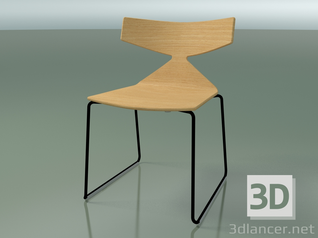 3D Modell Stapelbarer Stuhl 3702 (auf Kufen, natürliche Eiche, V39) - Vorschau