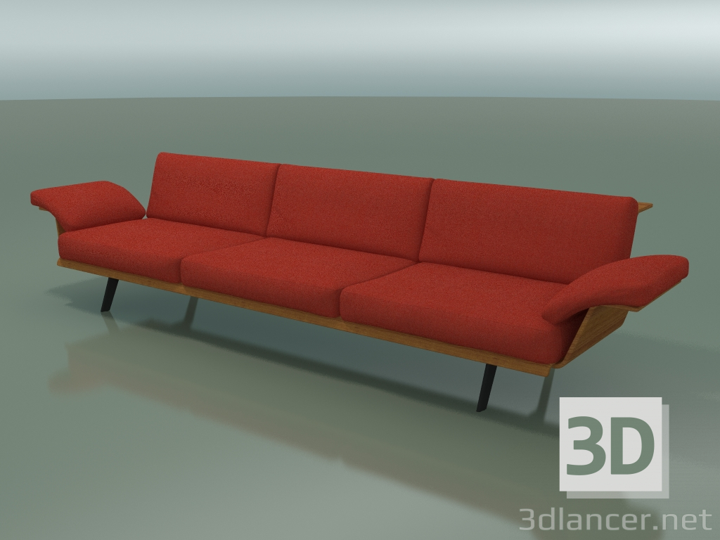 modello 3D Modulo centrale Lounge 4404 (L 270 cm, Effetto teak) - anteprima