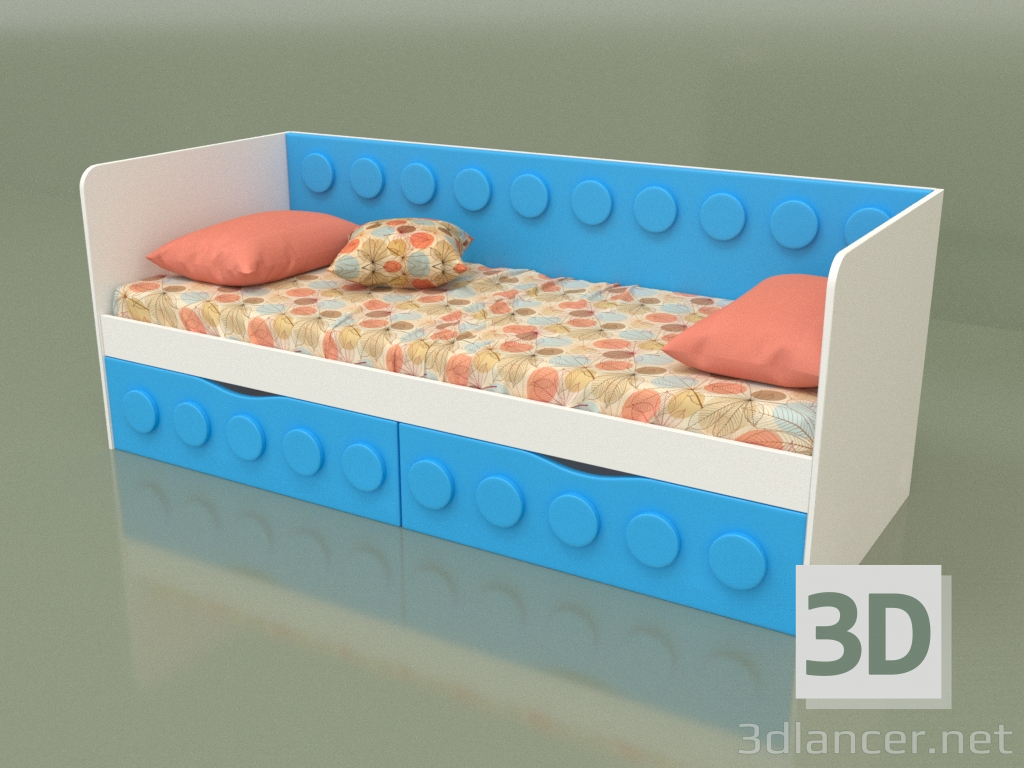 modello 3D Divano letto adolescente con 2 cassetti (Topazio) - anteprima