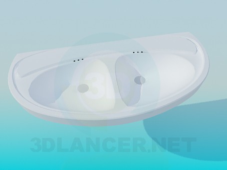 modèle 3D Lavabo avec deux lavabos - preview