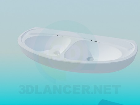 3d модель Умивальник з двома раковинами – превью 3d модель Умивальник з двома раковинами – превью