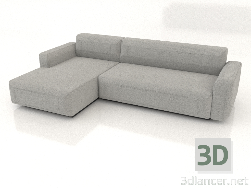 modèle 3D Canapé-lit 2,5 places allongé à gauche - preview