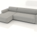 3d model Sofa-bed 2.5 seater extended left - preview