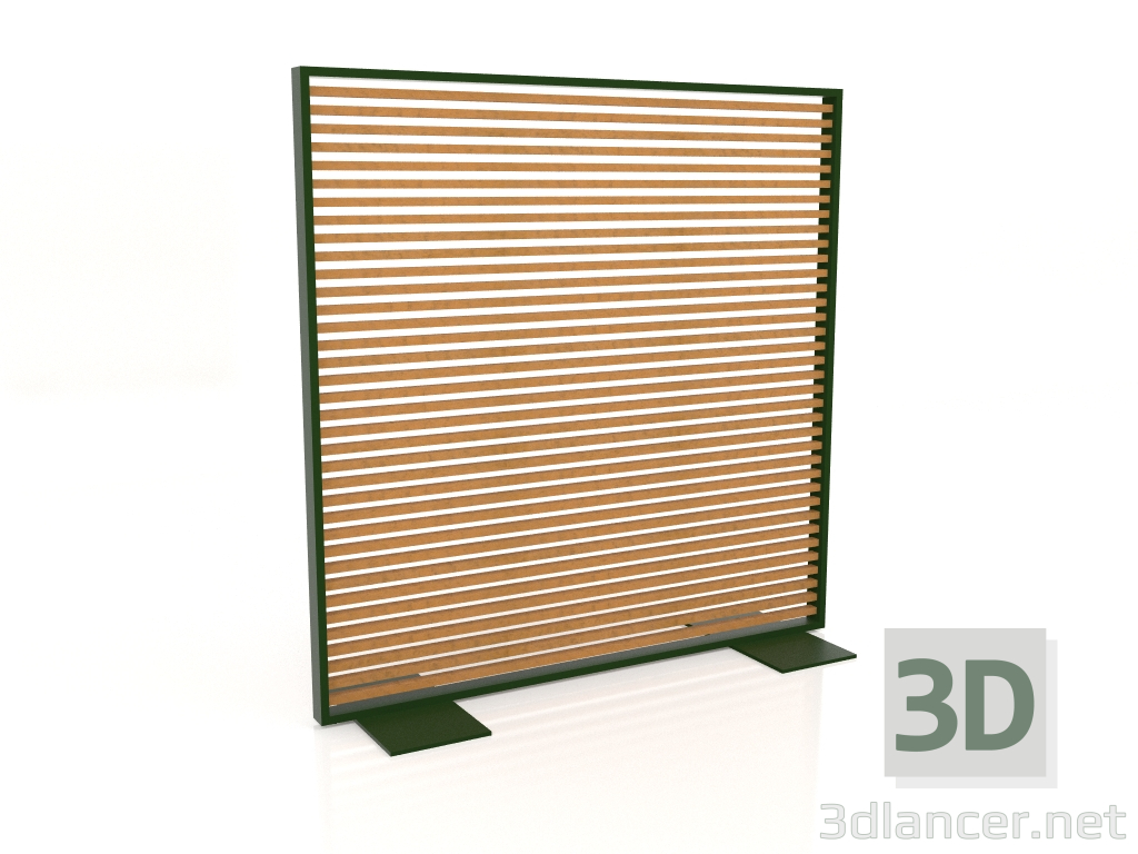 modello 3D Parete divisoria in legno artificiale e alluminio 150x150 (Roble Golden, Verde bottiglia) - anteprima