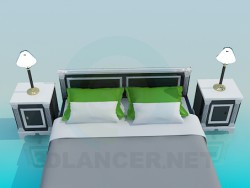 Двуспальная кровать с тумбочками