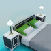 3D modeli Çift Kişilik Yatak başucu masaları ile - önizleme
