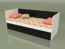 Sofá-cama para adolescentes com 2 gavetas (Preto)