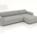 3d model Sofa-bed 2.5 seater extended right - preview