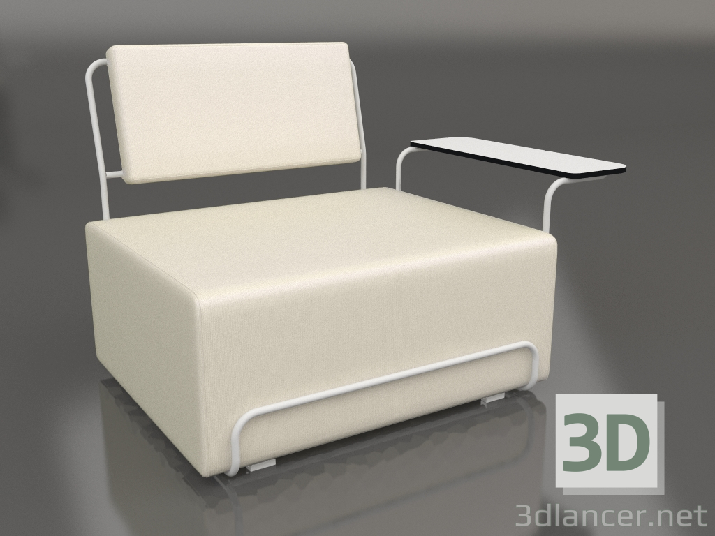 3D modeli Sağ kolçaklı şezlong (Gri) - önizleme