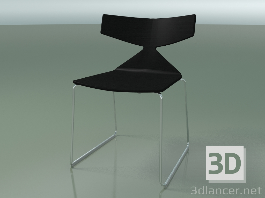 3D Modell Stapelbarer Stuhl 3702 (auf einem Schlitten, schwarz, CRO) - Vorschau