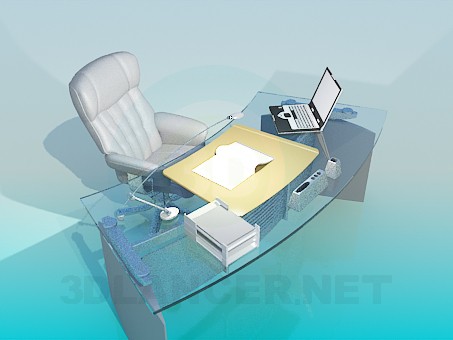 3 डी मॉडल लिखने की मेज कुर्सी के साथ - पूर्वावलोकन