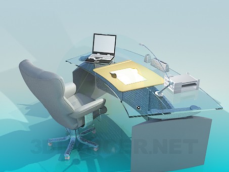modelo 3D Escritorio con sillón - escuchar modelo 3D Escritorio con sillón - escuchar