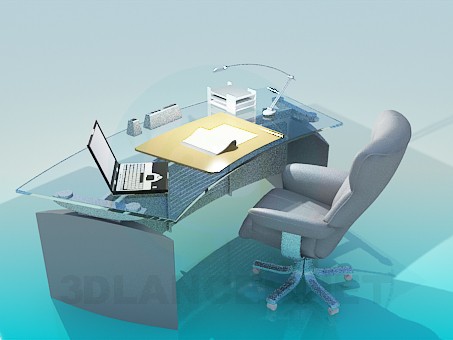 modelo 3D Escritorio con sillón - escuchar modelo 3D Escritorio con sillón - escuchar