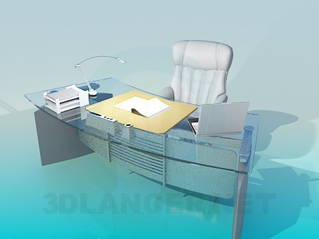 modelo 3D Escritorio con sillón - escuchar modelo 3D Escritorio con sillón - escuchar