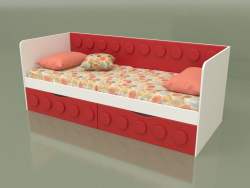 Sofa bed for teenagers with 2 drawers (Chili)
